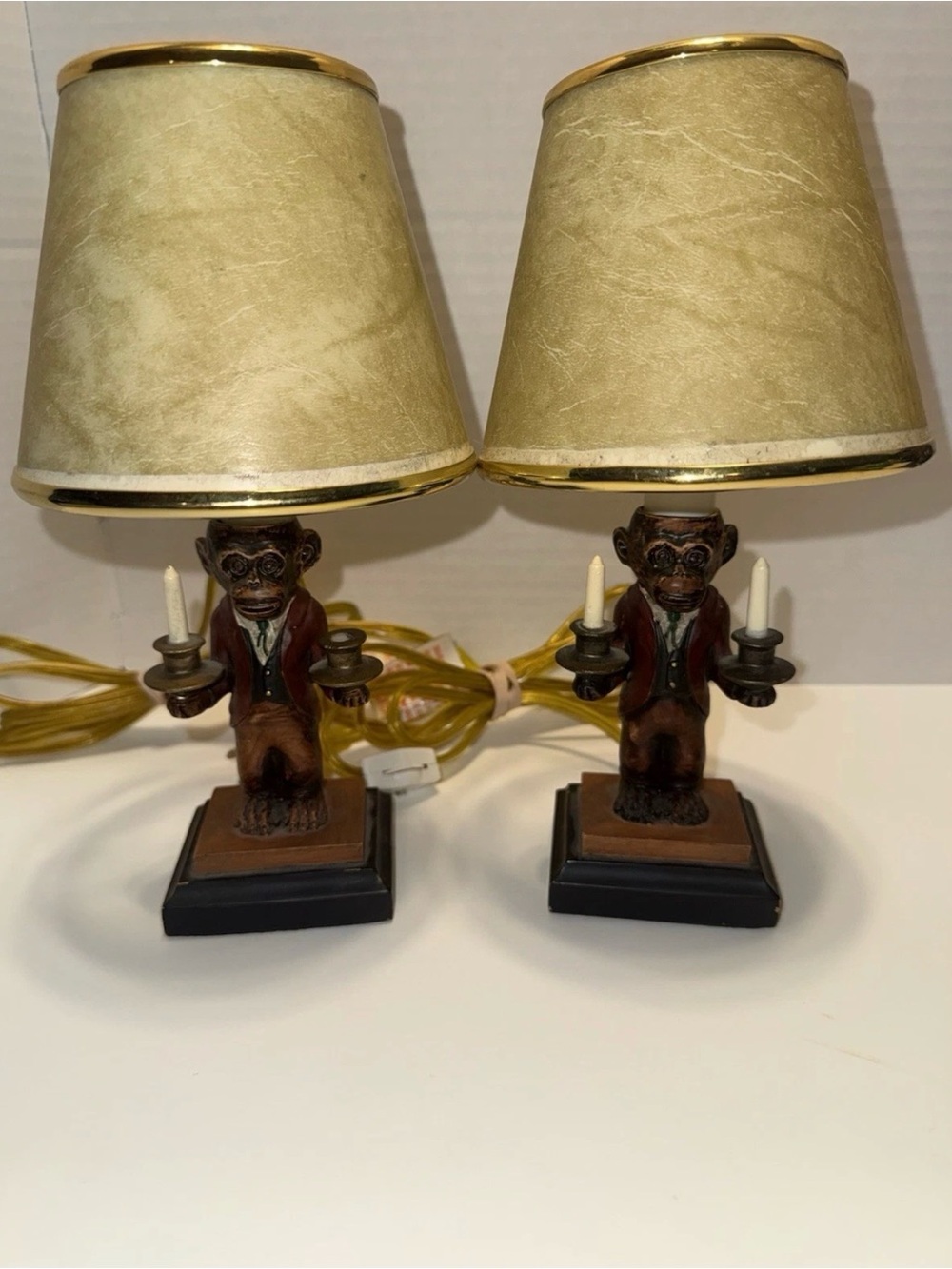 Pair of Vintage Monkey Butler Accent Lamps both work
